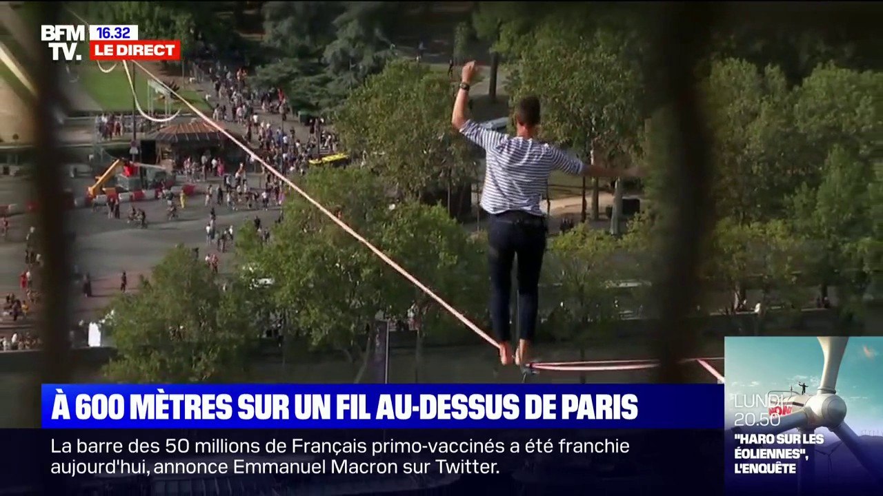 Paris: le funambule Nathan Paulin s'est élancé depuis la Tour Eiffel
