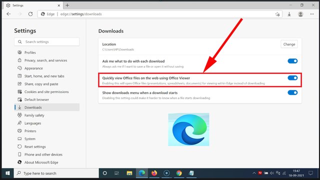 How to Enable 'Quickly view Office files on the web using Office Viewer' in Edge Browser?