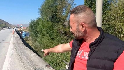 Son dakika... Demir bariyere saplanan kamyon köprüden düştü: "Ölümden kıl payı kurtuldum"