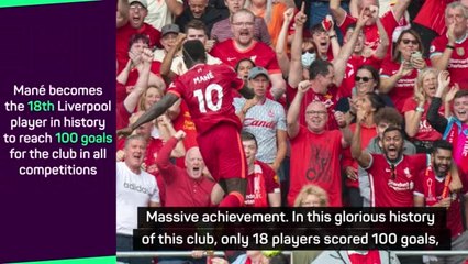 Klopp hails Mane's 'massive achievement' of 100 goals for Liverpool