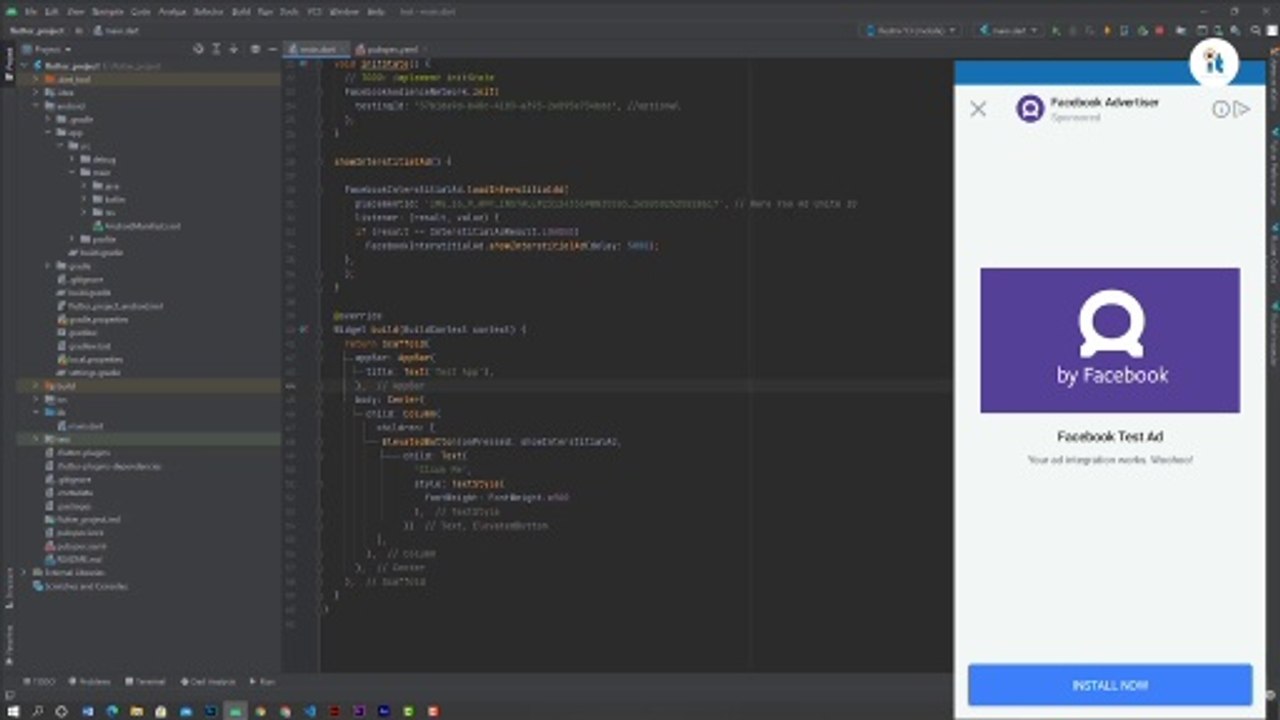 How To add flutter import facebook interstitial ad