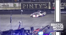 Kyle Larson, Denny Hamlin make contact battling for lead; Hamlin cuts a tire