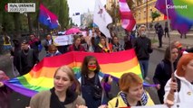 LGBTQ supporters march in Kyiv and in Belgrade