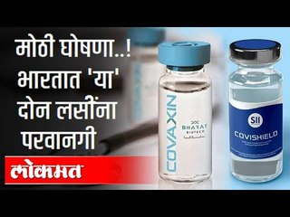 भारतात 'या' दोन लसींना परवानगी | Covaxin and Covishield are allowed in mergency | India News