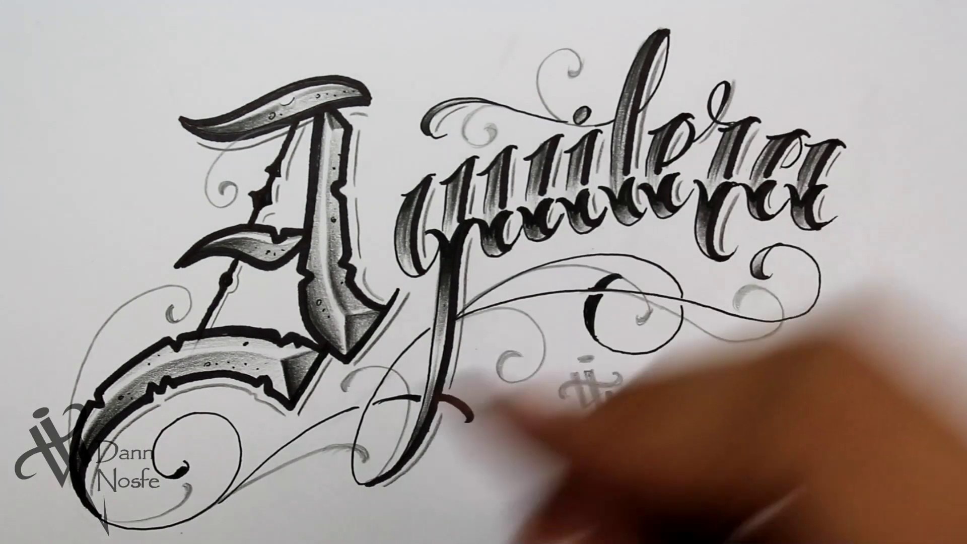 Dibujando lettering AGUILERA LETTERING Fancy Chicano lettering ✨ - Nosfe  Ink Tattoo tatuajes, image size:1920x1080