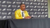 Jalen Hurts talks after the first 2021 Eagles loss