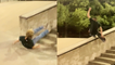'Hesitation while hitting the 11-Stair causes skateboarder to CRASH HARD'