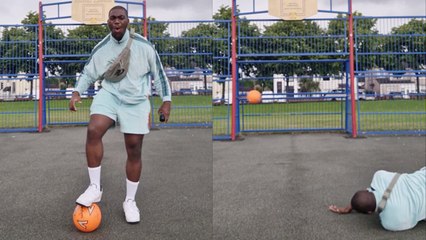 'Huyton model slips & falls after NASTY football kick fail '