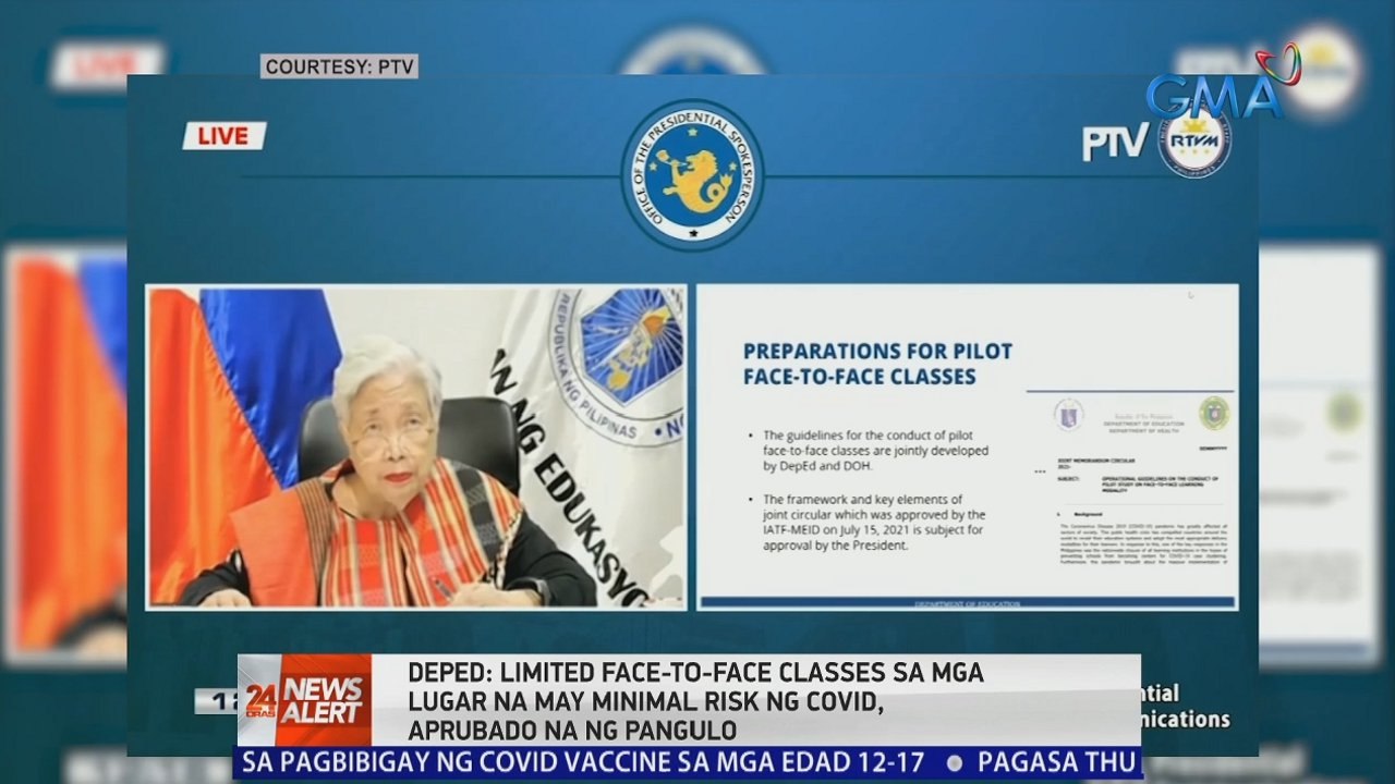 DepEd: Limited face-to-face classes sa mga lugar na may minimal risk ng COVID, aprubado na ng Pangulo | 24 Oras News Alert