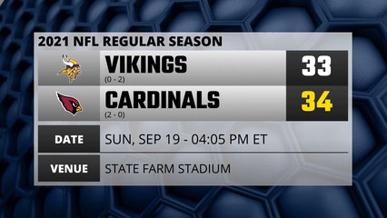 Vikings @ Cardinals Game Recap for SUN, SEP 19 - 04:05 PM ET