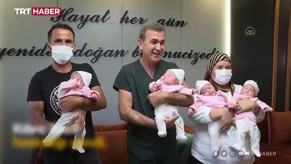 Koronavirüs atlattı, dördüzler mutluluğun adı oldu