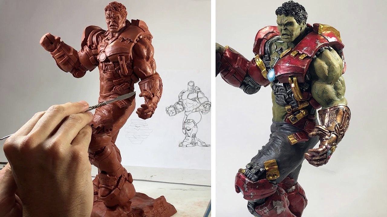 SCULPTING HULK Busting out of Hulkbuster & The Infinity Gauntlet | Avengers End Game