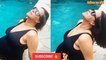 bollywood actress Neha Dhupia enjoys in the pool wearing a swimsuit, shares pictures in baby bump