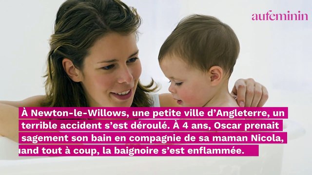 Oscar, 4 ans, brûlé gravement lorsque les bulles de savon de son bain se sont enflammées