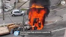 Carreta pega fogo próximo a posto de Cachoeiro