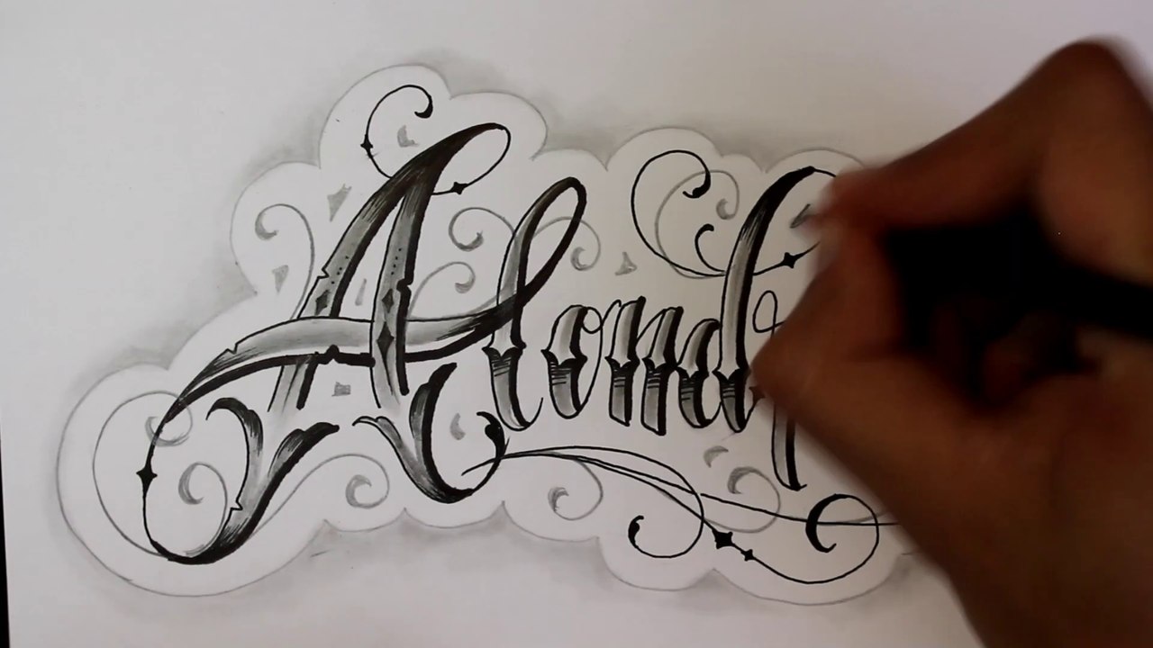 Dibujando lettering ALONDRA LETTERING Fancy Chicano lettering ✨ - Nosfe Ink  Tattoo tatuajes, image size:1280x720