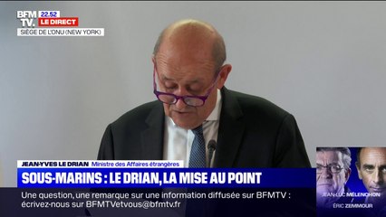 Crise des sous-marins: pour Jean-Yves Le Drian, "le sujet est d'abord celui de la rupture de confiance entre alliés"