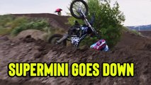 'Supermini rider gets cross rutted and falls off his bike mid-race'