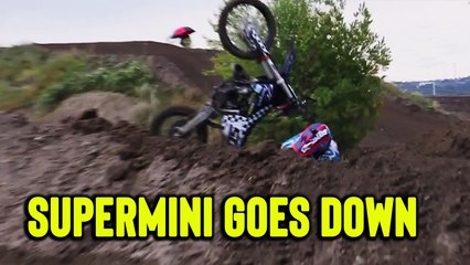 'Supermini rider gets cross rutted and falls off his bike mid-race'