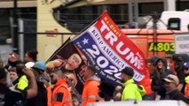 Construction workers and other groups block Westgate Bridge in Melbourne protest