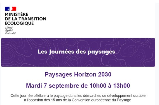 Journée des paysages du 7 septembre 2021 - Paysages horizon 2030