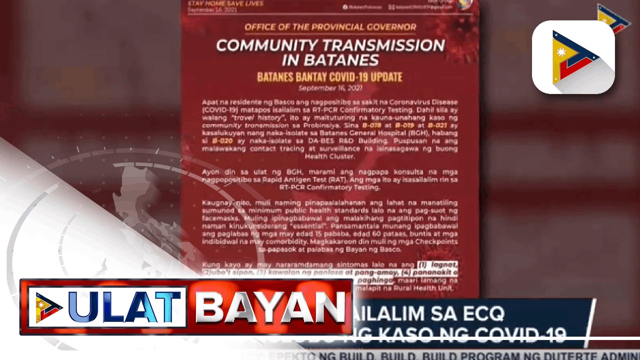 COVID-19 UPDATES: Batanes, isinailalim sa ECQ d...