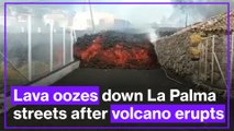 Lava oozes down La Palma streets after volcano erupts