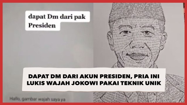 Dapat DM dari Akun Presiden, Pria Ini Lukis Wajah Jokowi Pakai Teknik Unik, Hasilnya Mirip