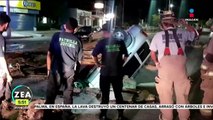 Camioneta cae en socavón en Puerto Peñasco