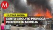 Fuerte incendio consume ocho casas y dos vehículos en Morelia, Michoacán
