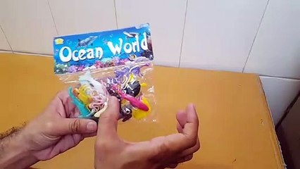 Unboxing and Review of small ocean animal toys set for kids