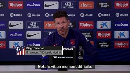 6ème j. - Simeone : "Toujours difficile contre Getafe"