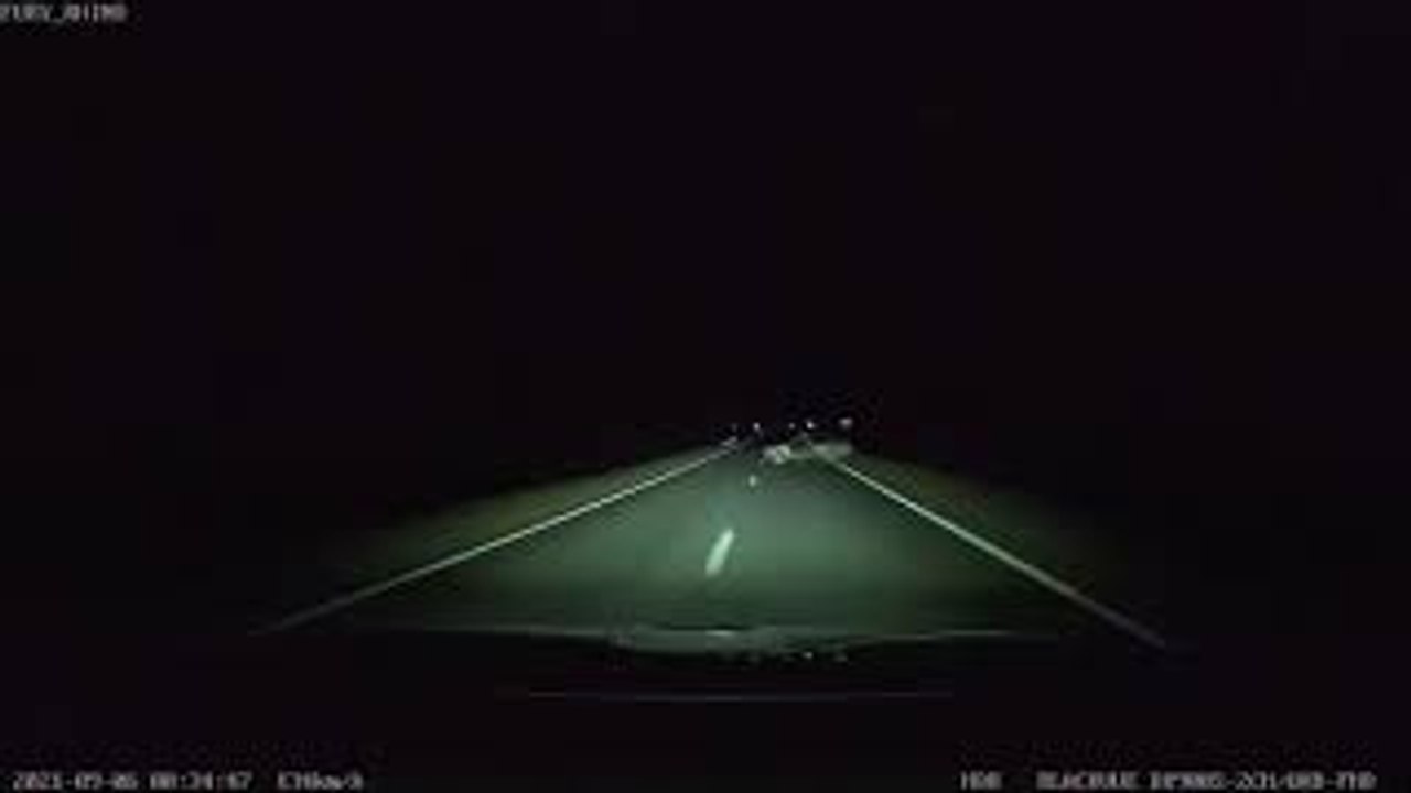Driver Surprised by Stranded Car During Night Drive