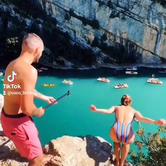 Brave Girl Cliff Jumping