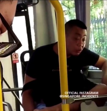 Abnormal mentally sick Man on bus spits and spits saliva until mouth dry