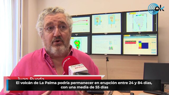 El volcán de La Palma podría permanecer en erupción entre 24 y 84 días, con una media de 55 días