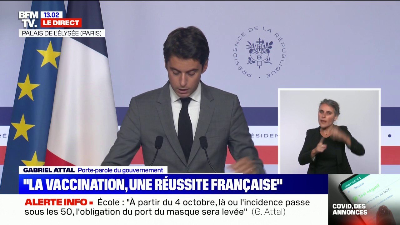 Gabriel Attal: "À ce stade, il n'y a pas de décision d'adapter le pass sanitaire, il continue à s'appliquer dans les mêmes conditions"