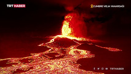 Cumbre Vieja'dan akan lavlar dronla görüntülendi