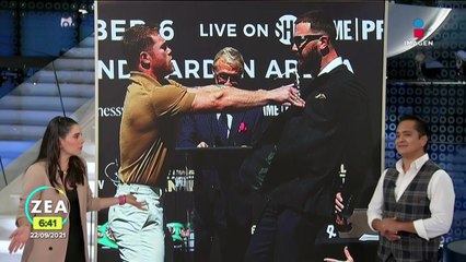 "Canelo" y Caleb Plant se van a los golpes en plena conferencia