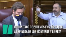 Un diputado de Podemos enseña su DNI a Espinosa de los Monteros y le reta a denunciarle