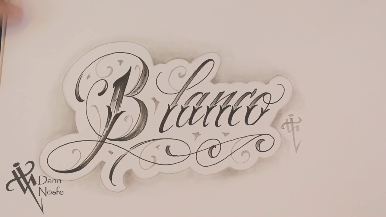  Dibujando lettering BLANCO LETTERING  Fancy Chicano lettering ✨ - Nosfe Ink Tattoo