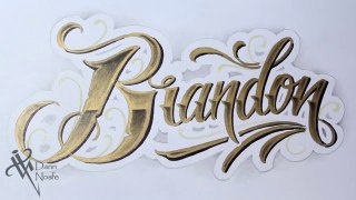 DIBUJANDO CON ORO  Dibujando lettering BRANDON MORENO  Tattoo LETTERING Fancy Chicano lettering