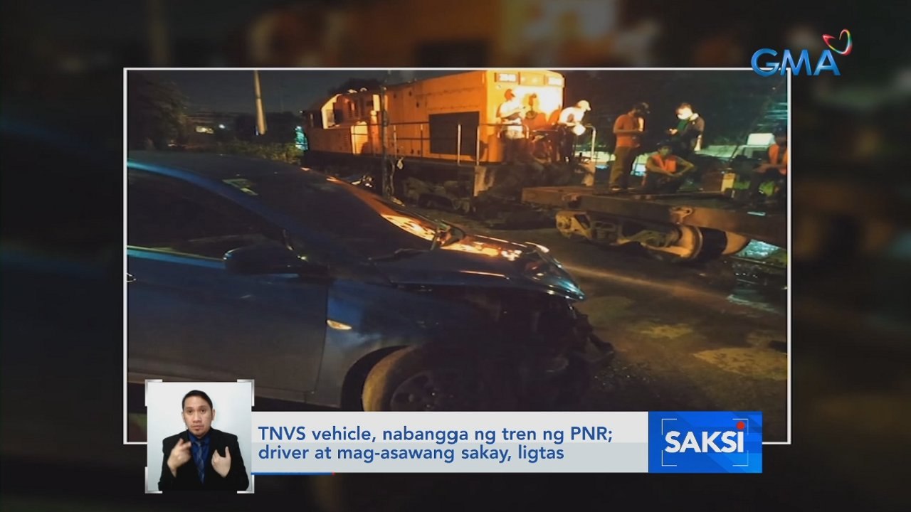 TNVS vehicle, nabangga ng tren ng PNR; driver at mag-asawang sakay, ligtas | Saksi