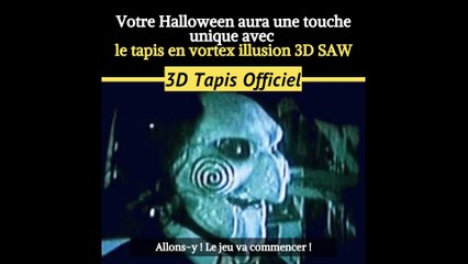 Décoration Halloween - tapis en vortex illusion 3D SAW #halloweendecorations #halloweendecor2021