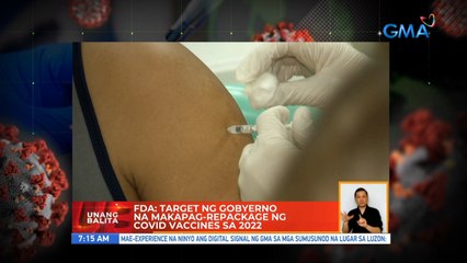 FDA: Target ng gobyerno na makapag-repackage ng COVID vaccines sa 2022 | UB