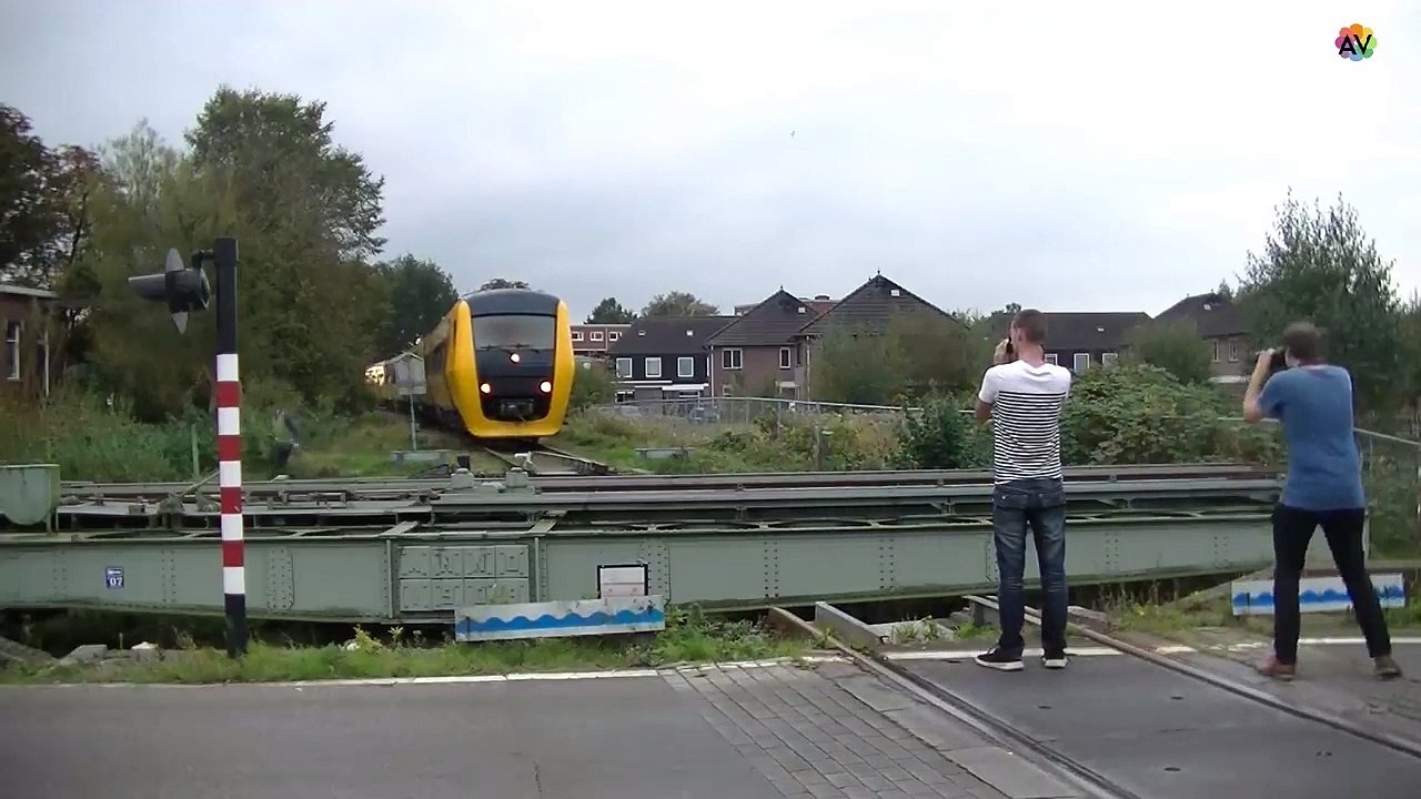 Dutch Train on  a rotating rail bridge | Dutch train passing through rotating rail bridge