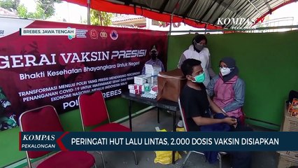 Satlantas Polres Brebes Ikut Kebut Percepatan Vaksinasi