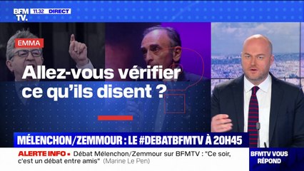 Débat Mélenchon/Zemmour: allez-vous vérifier leurs propos en direct ? BFMTV vous répond