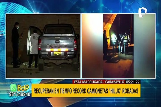 Recuperan dos camionetas “Hilux” robadas en Carabayllo