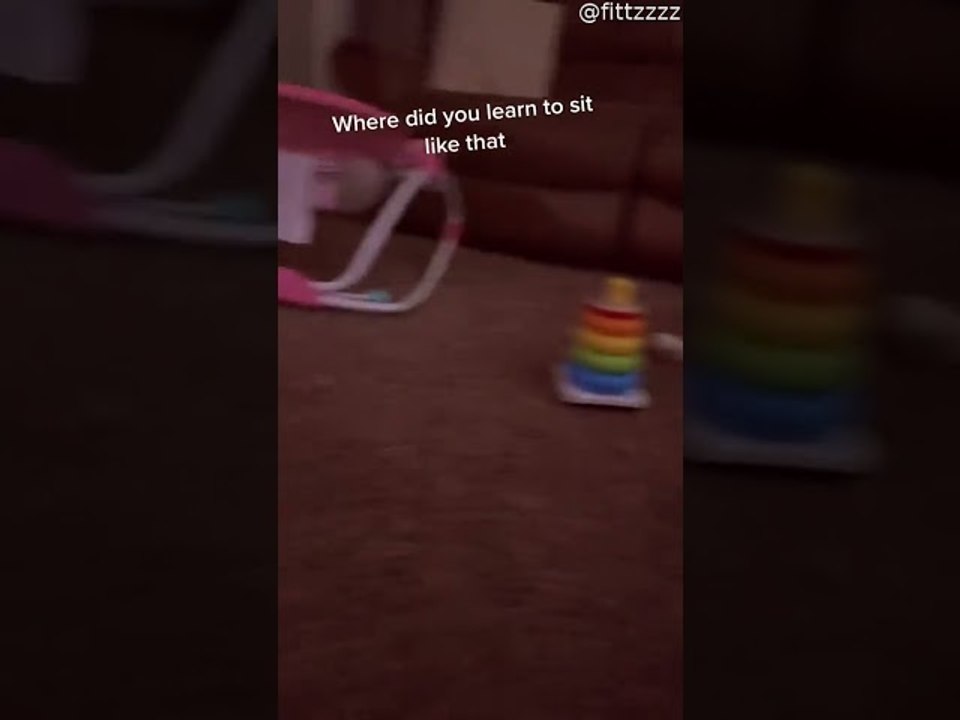 Baby Copies Kitty to Sit Comfortably